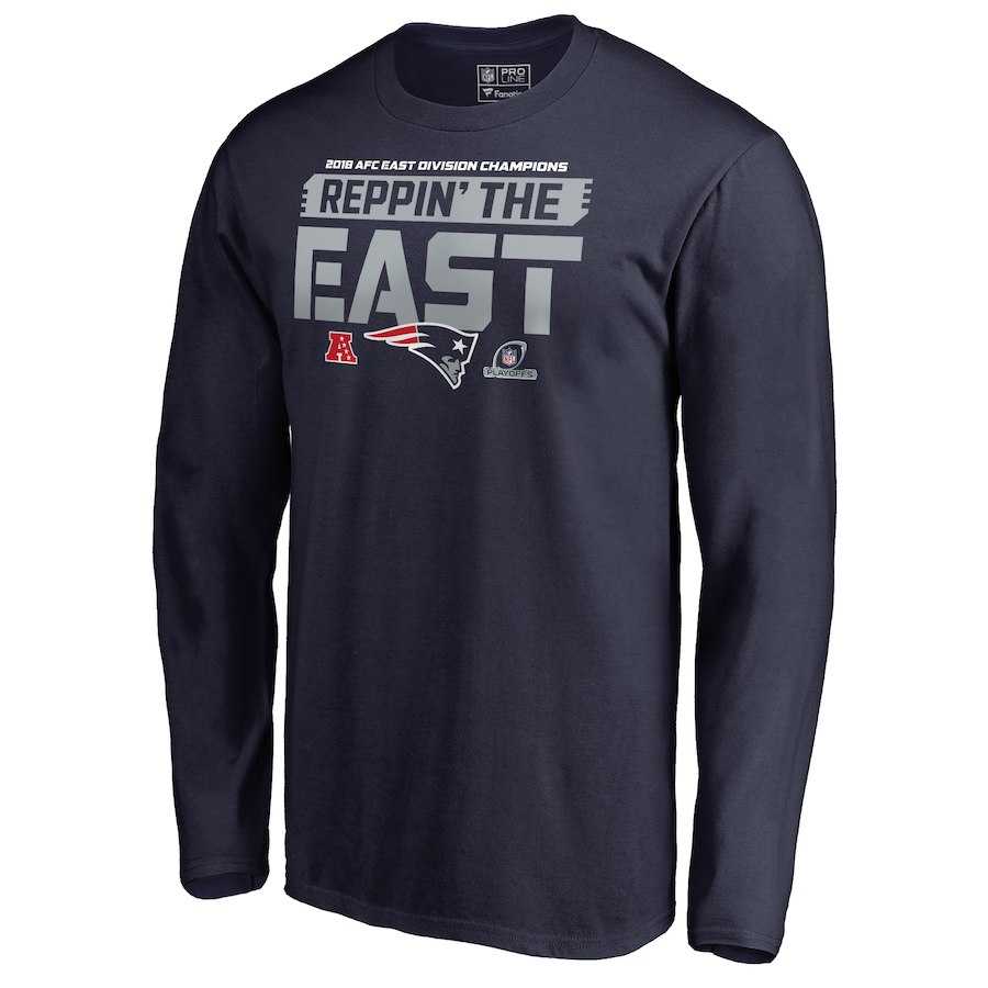 Men's Patriots Navy 2018 NFL Playoffs Reppin' The East Long Sleeve T-Shirt,We sell and wholesale Men's Patriots Navy 2018 NFL Playoffs Reppin' The East Long Sleeve T-Shirt on line form chian!